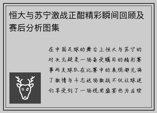 恒大与苏宁激战正酣精彩瞬间回顾及赛后分析图集