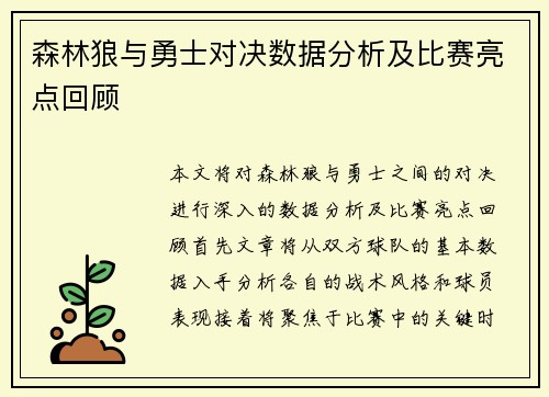 森林狼与勇士对决数据分析及比赛亮点回顾